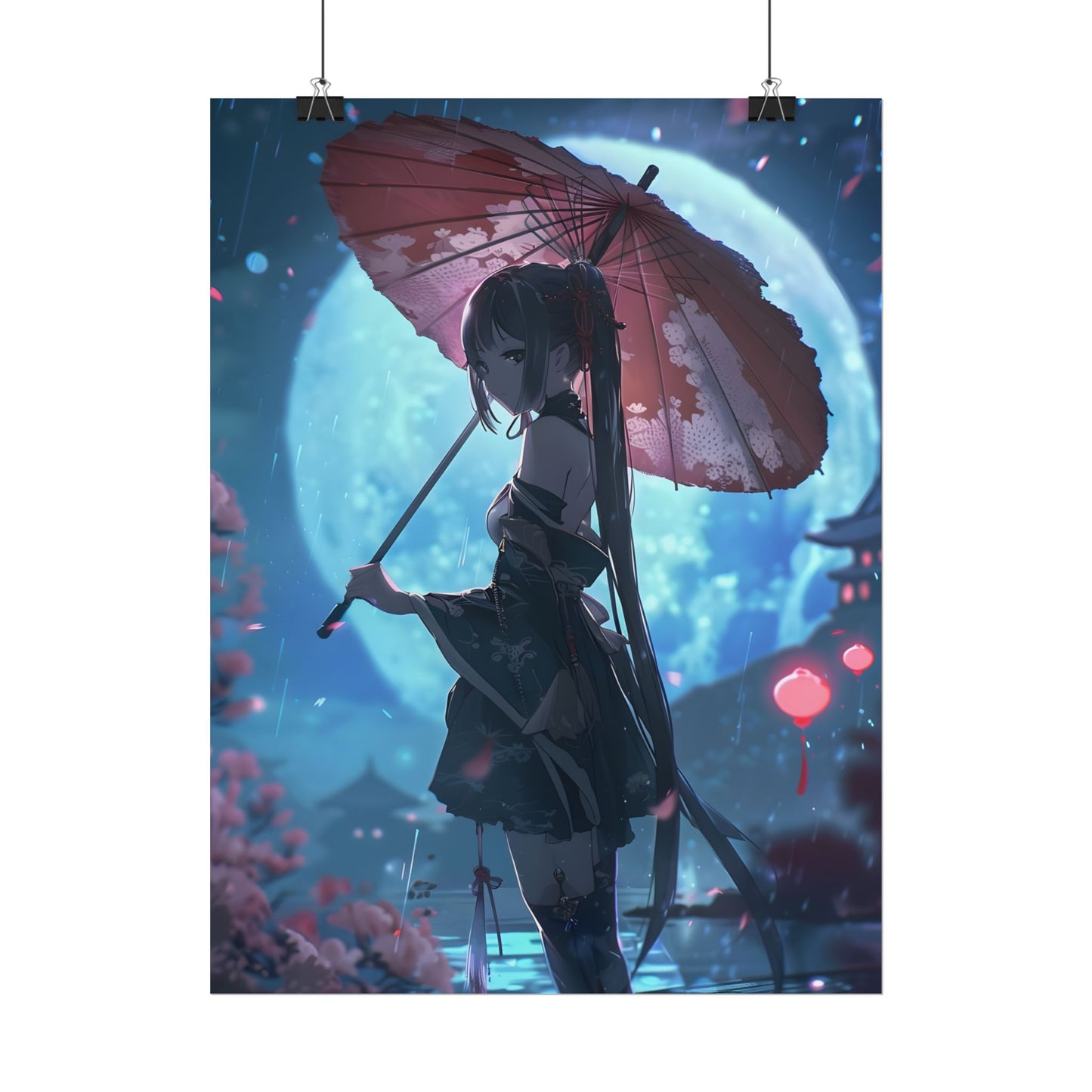 Anime Winter Girl: Gentle Snow Scene Art - Poster
