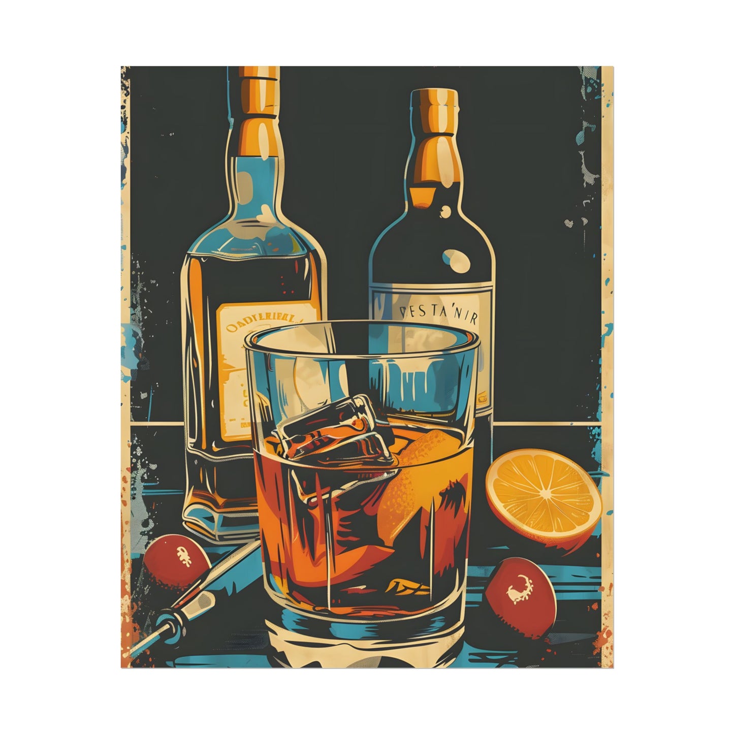 Vintage Cocktail Hour: Old-Fashioned Glass Artwork - Poster