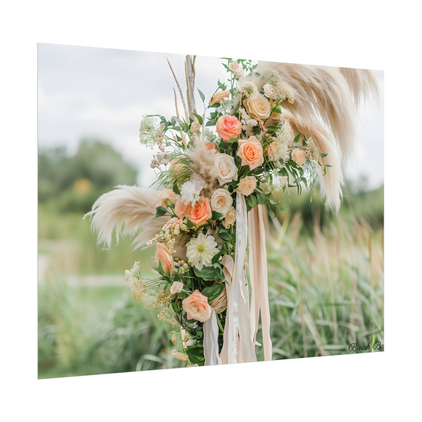 Whimsical Floral Wonders: Vibrant Pampas Garden Art - Poster