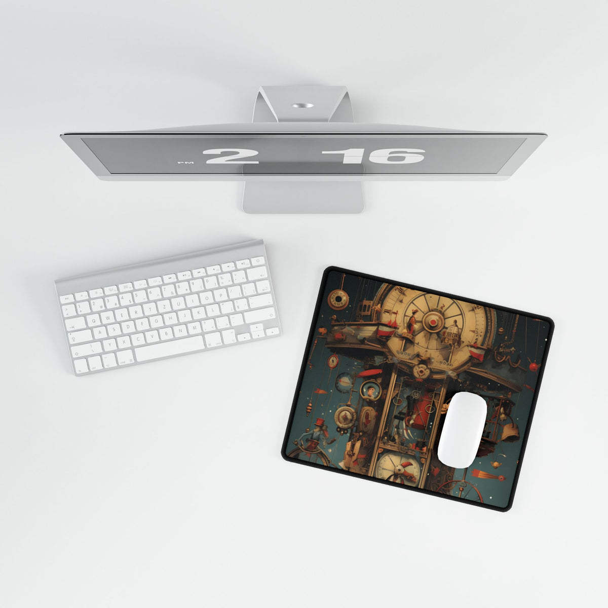 Whimsical Clockwork Circus: A Delightful Blend of Time and Movement - Desk Mat