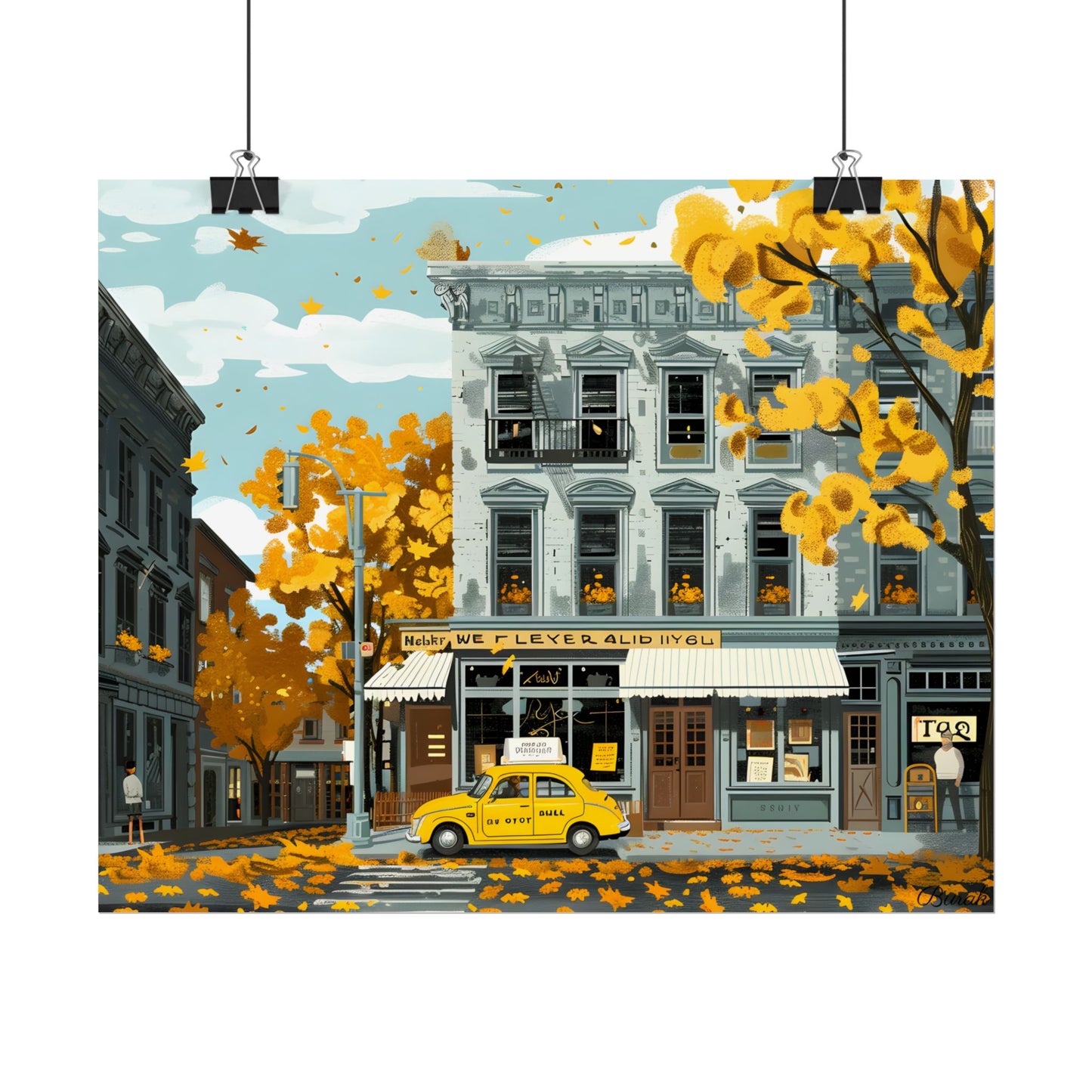 Whimsical Yellow Building: Ornate Illustration Artwork - Poster