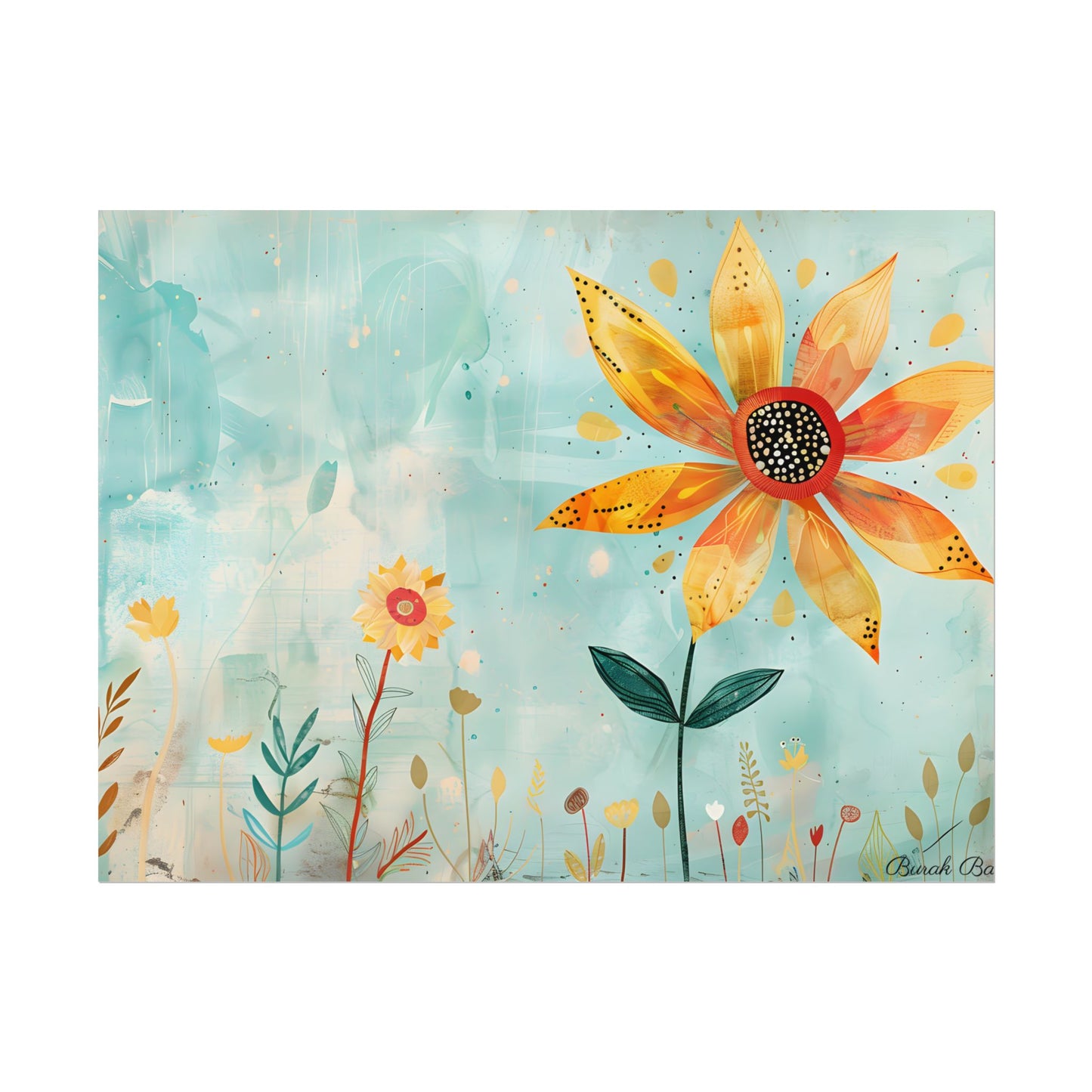 Blooming Growth: Whimsical Flower with Mindset Message Art - Poster