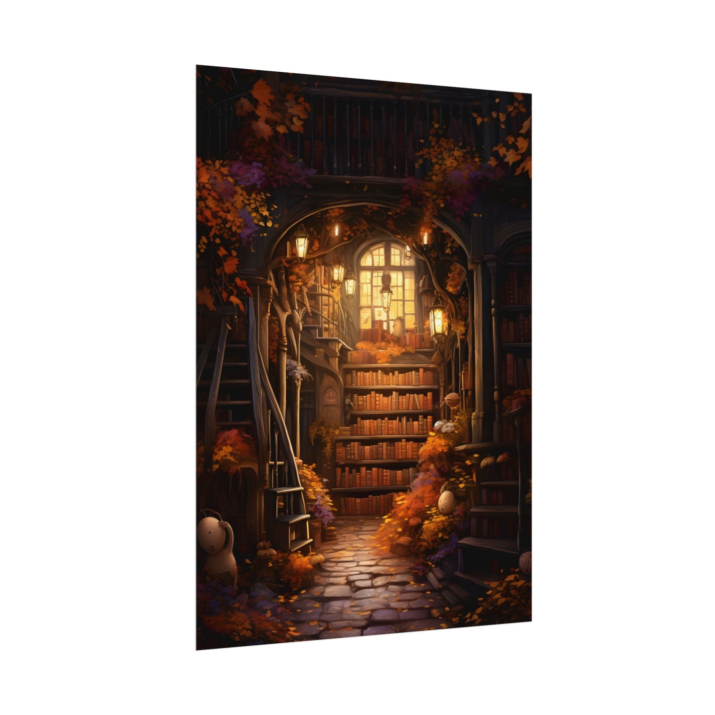 Whimsical Magical Bookshop: Enchanting Artwork in a Hidden Corner - Poster