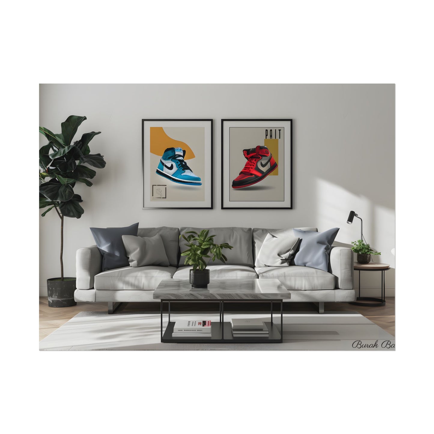 Minimalist Modern Living Room: Neutral Colors & Natural Light Art - Poster