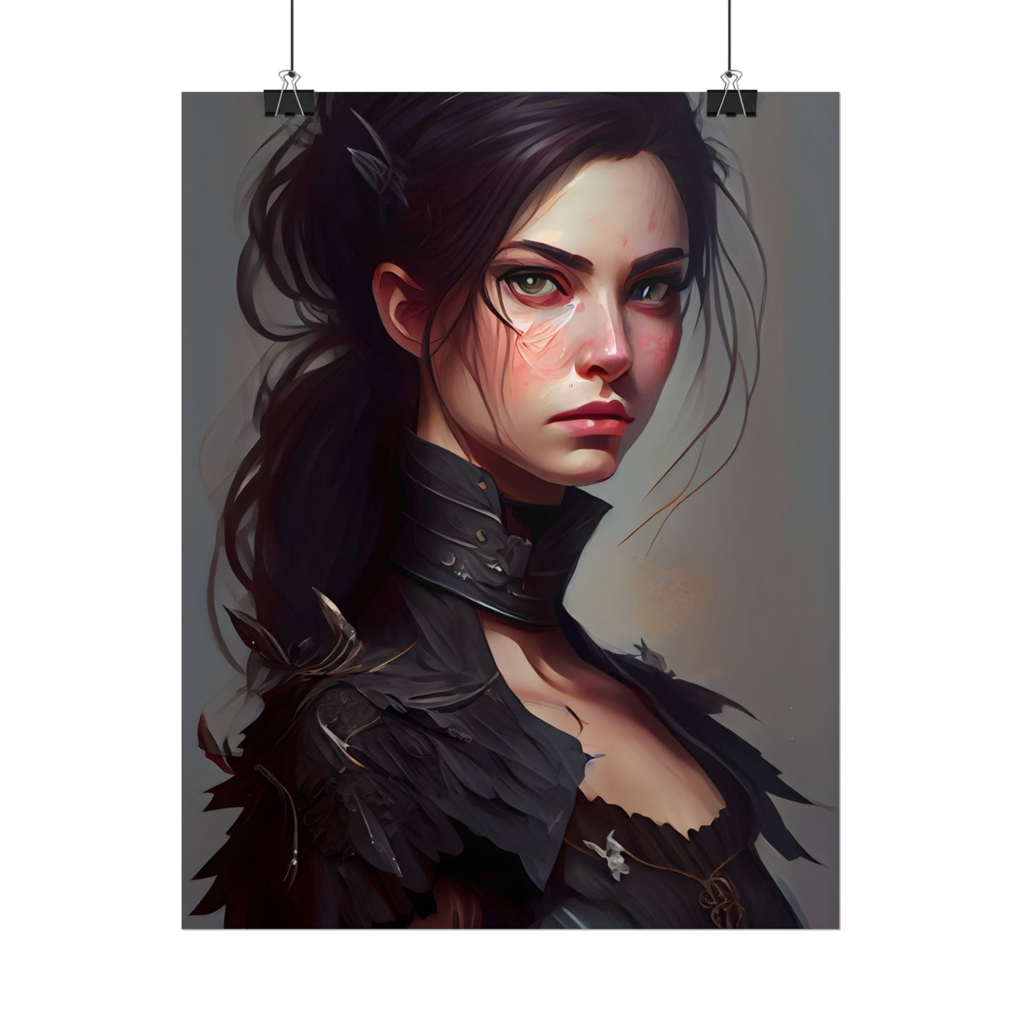 Artistic Female Portrait: Elegant Dress Digital Artwork - Poster