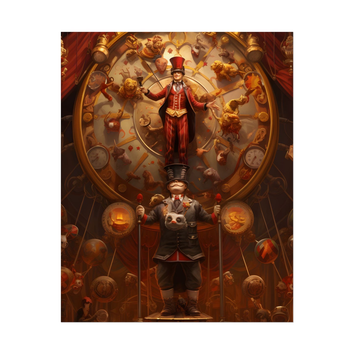 Whimsical Clockwork Circus: Magical Mechanical Art - Poster