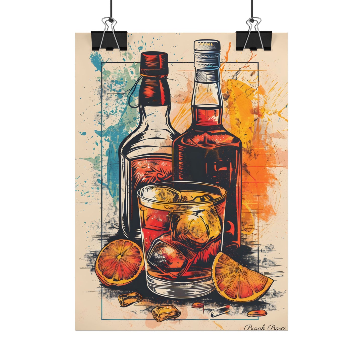 Vintage Cocktail Hour: Old-Fashioned Glass Art Poster - Poster