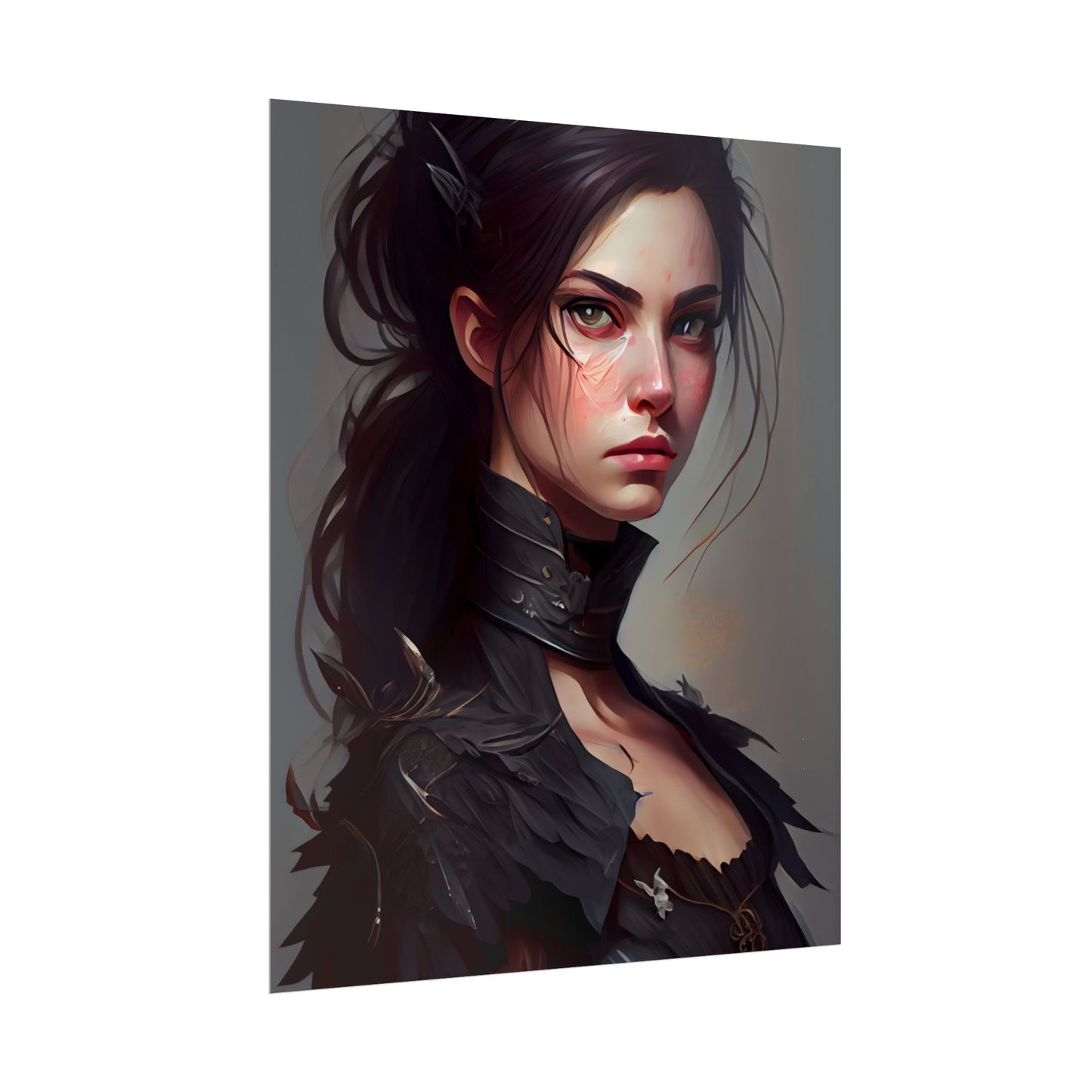 Artistic Female Portrait: Elegant Dress Digital Artwork - Poster