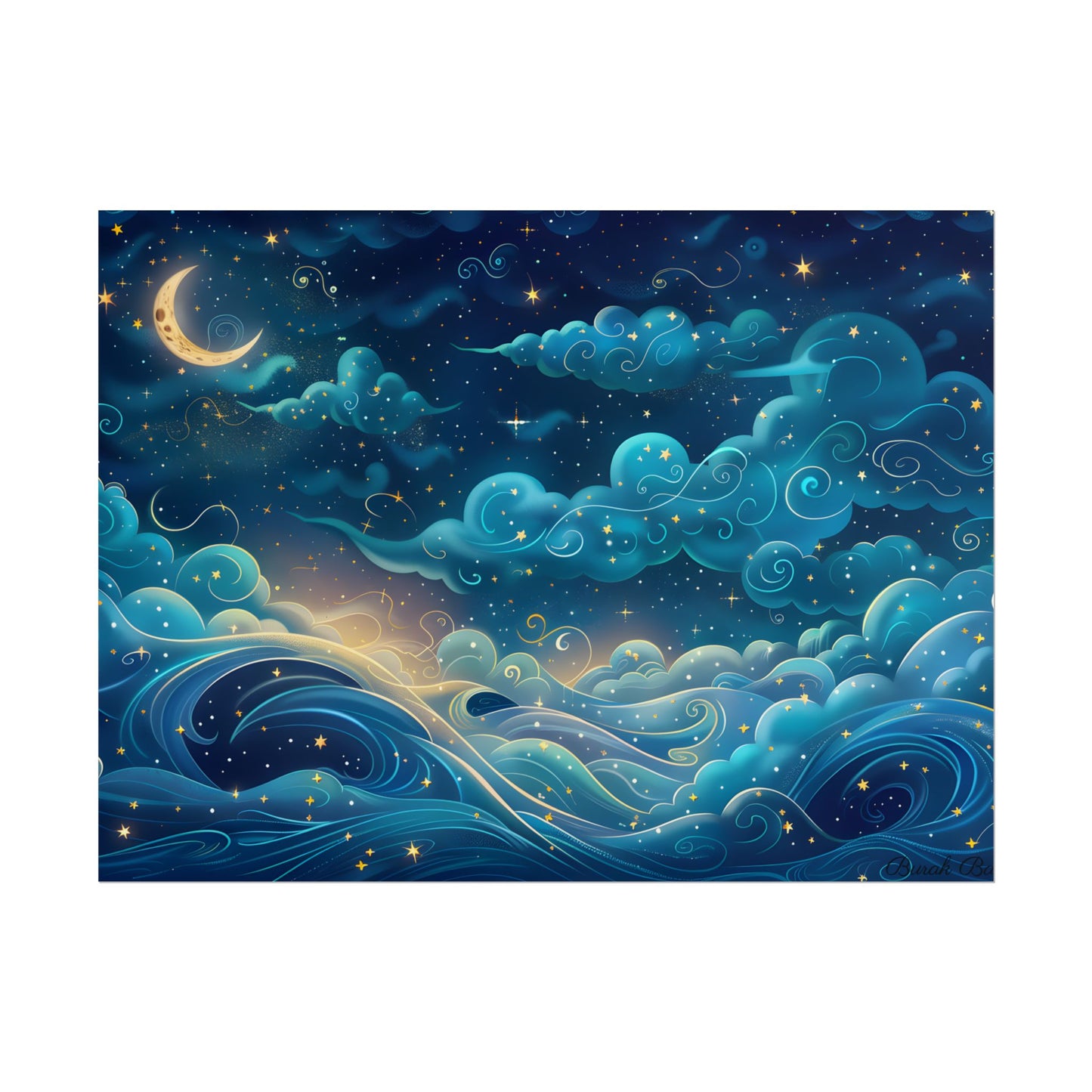 Twinkling Stellar Night Sky: Whimsical Dreamy Artwork - Poster