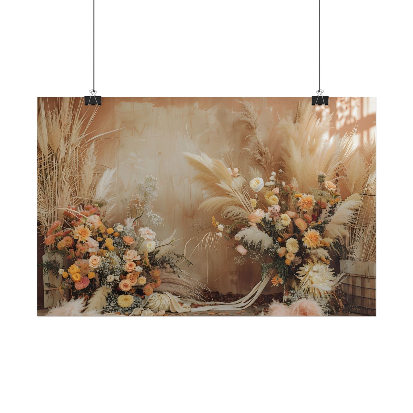 Whimsical Floral Pampas Find: Explore Calming Artwork - Poster