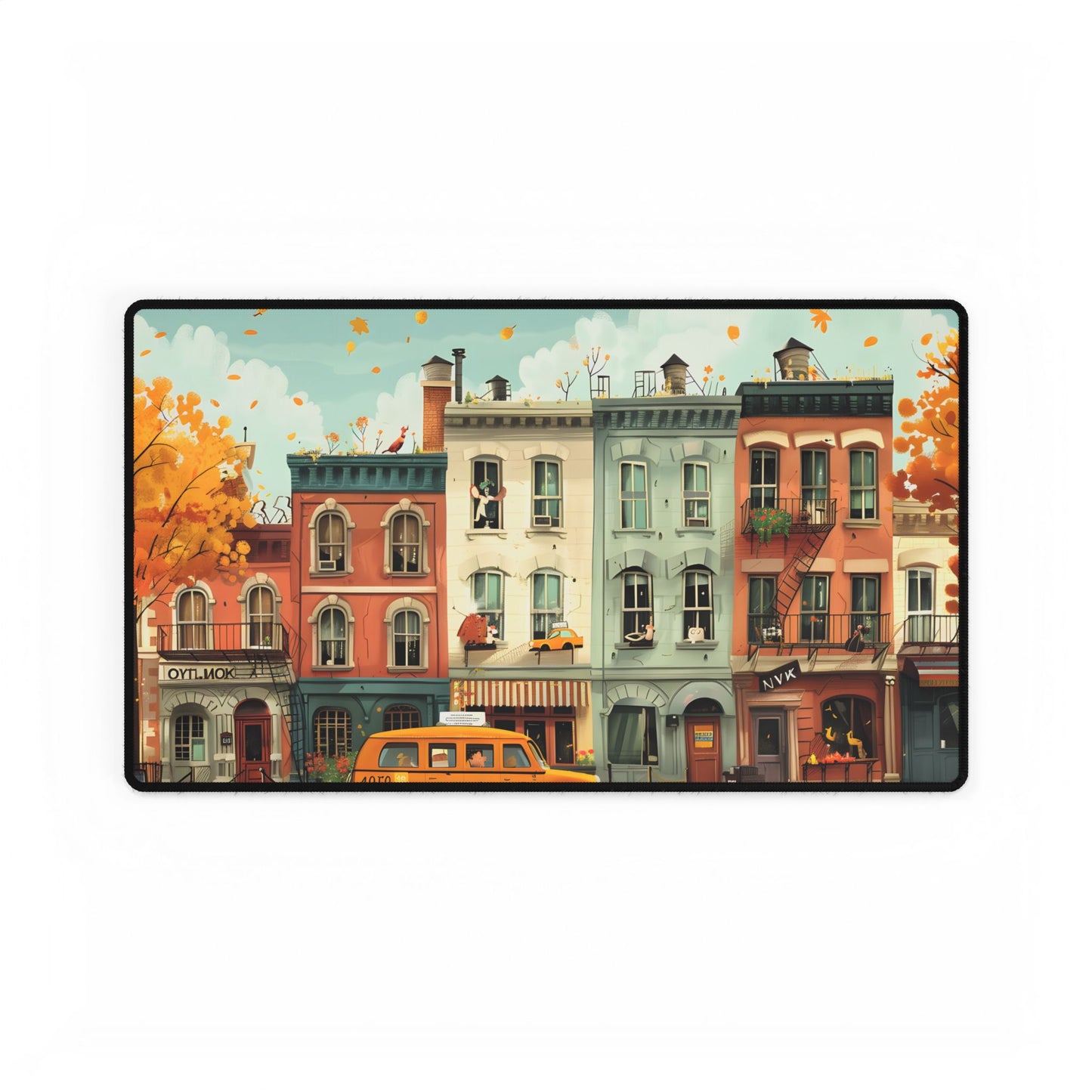 Whimsical Yellow Dream: A Captivating Illustration - Desk Mat