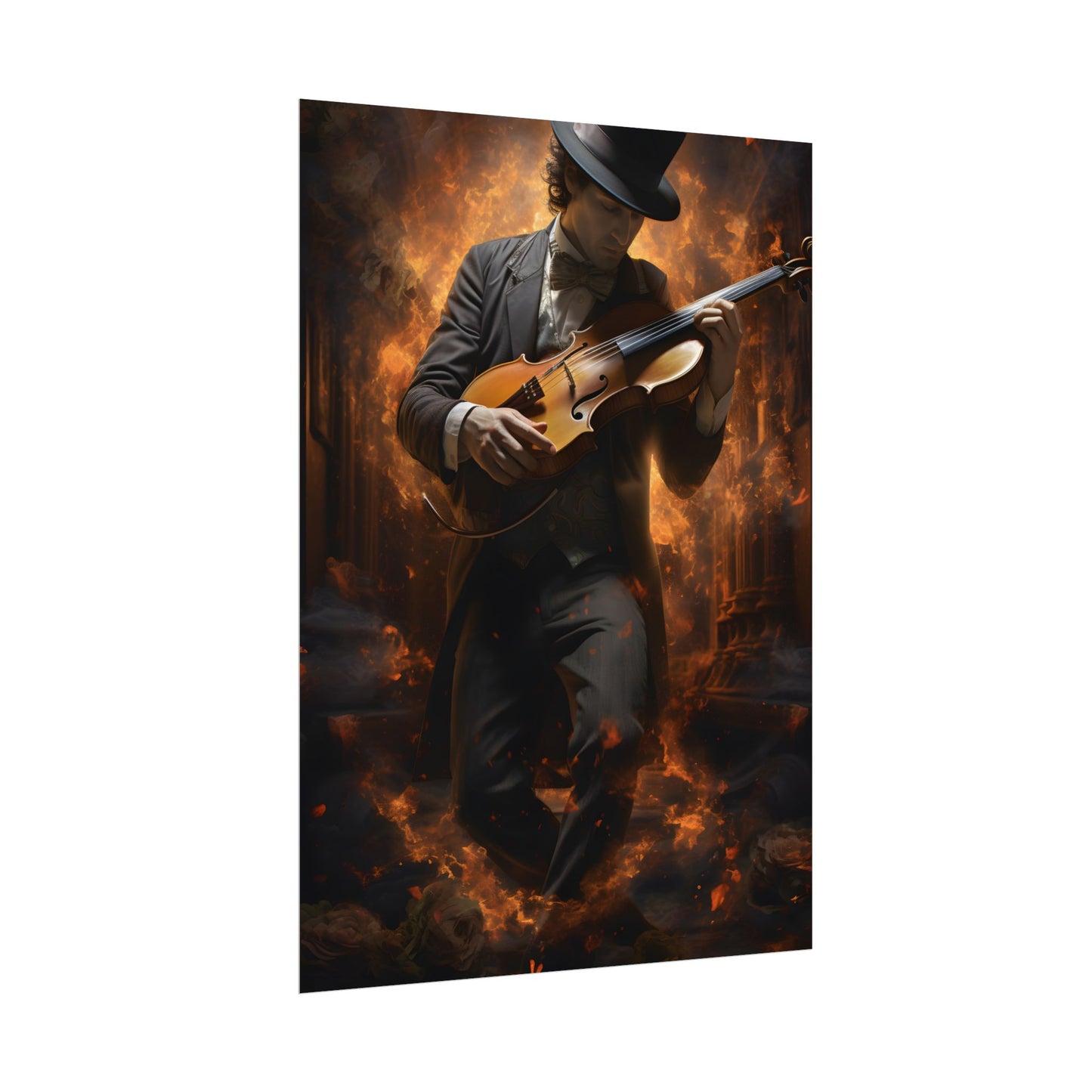 Mysterious Close-Up Portrait of a Musician Playing Instrument - Poster