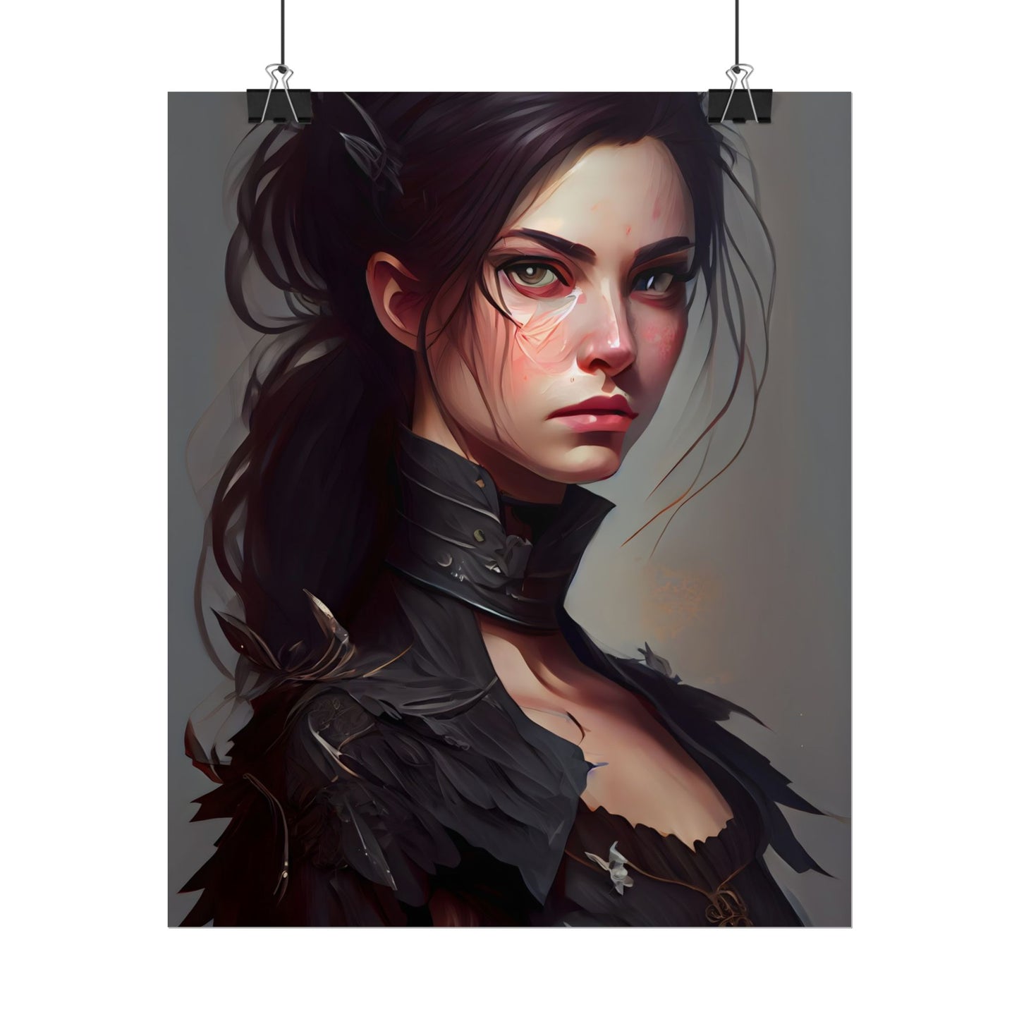 Artistic Female Portrait: Elegant Dress Digital Artwork - Poster