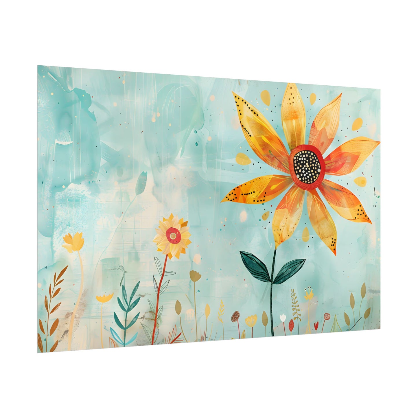 Blooming Growth: Whimsical Flower with Mindset Message Art - Poster