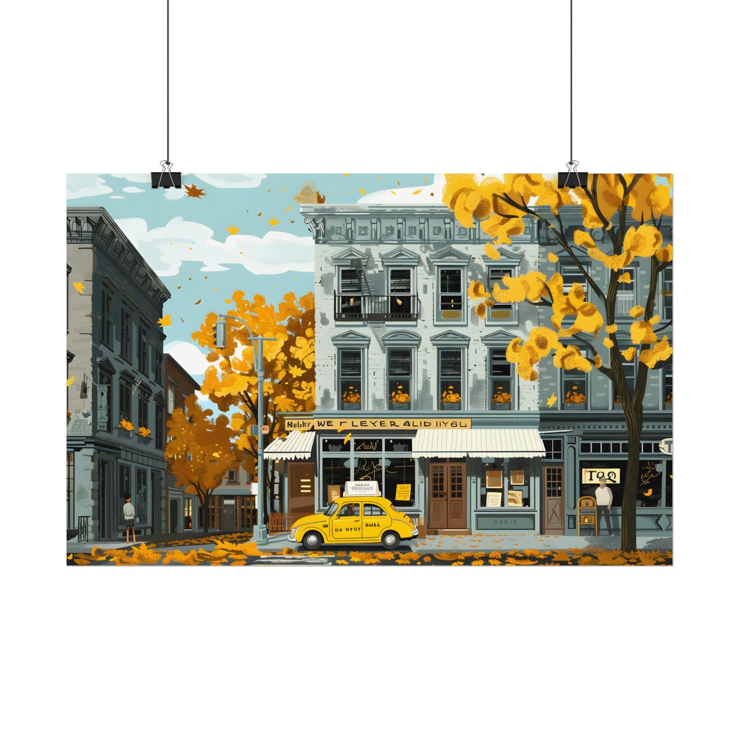 Whimsical Yellow Building: Ornate Illustration Artwork - Poster