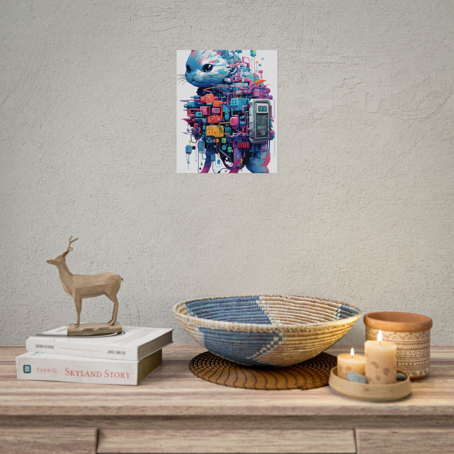 Whimsical Pixelated Cyber Pet: Retro-Style Digital Art - Poster
