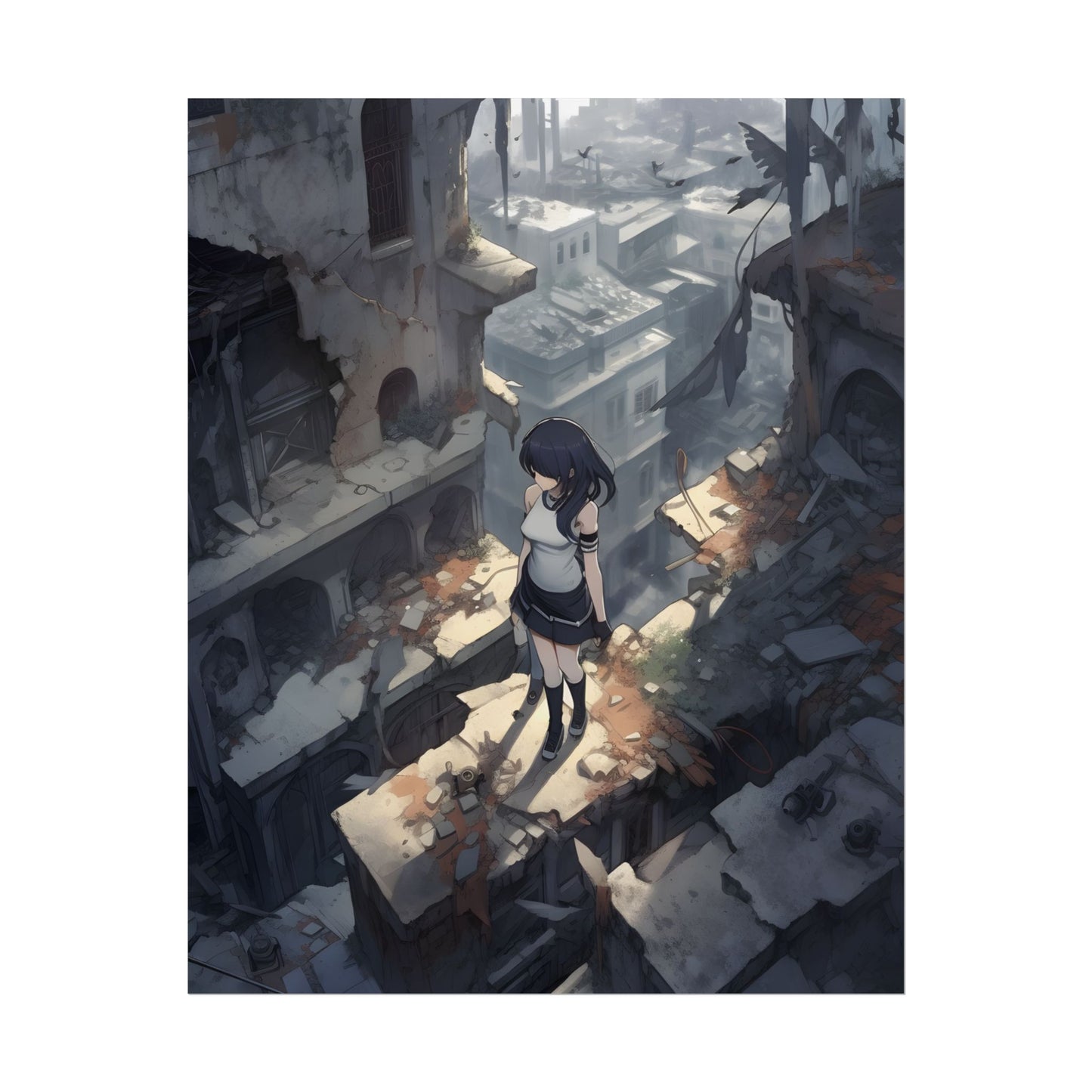 Anime Bird in Flight: Delicate Details in Mid-Air - Poster