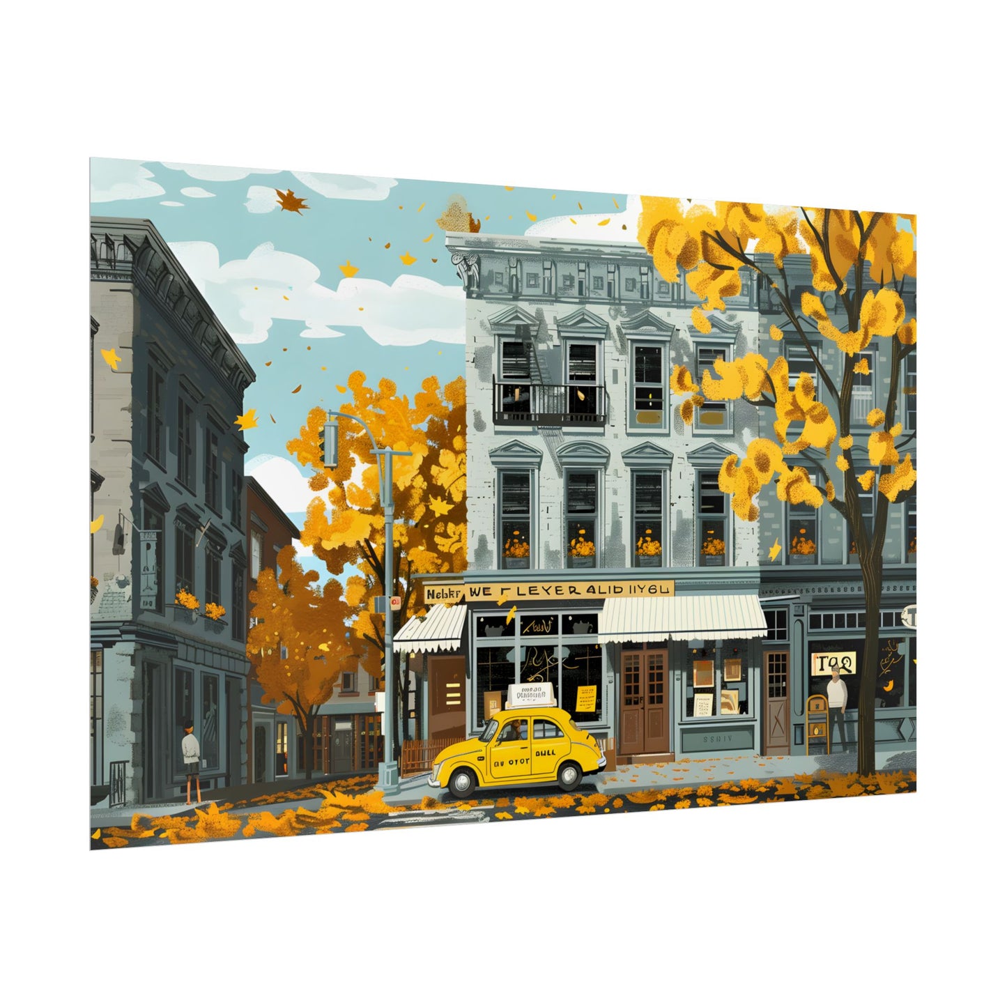Whimsical Yellow Building: Ornate Illustration Artwork - Poster