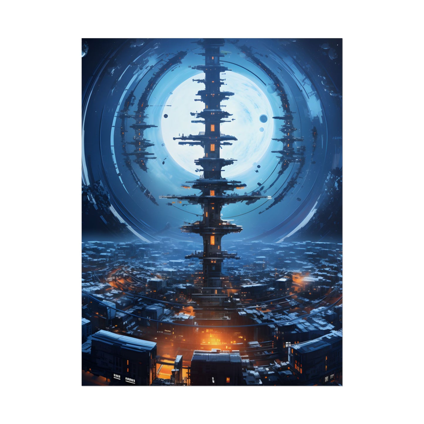 Aetherial Space Station: Low Earth Orbit Digital Art - Poster