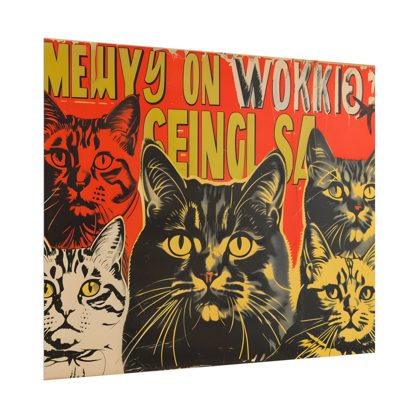 Whisked Away: A Soviet-Inspired Poster Featuring Multiple Feline Friends - Poster