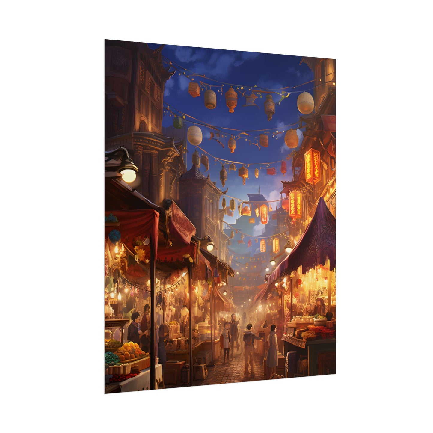 Enchanting Evening Street Food Market: A Vibrant Gathering - Poster