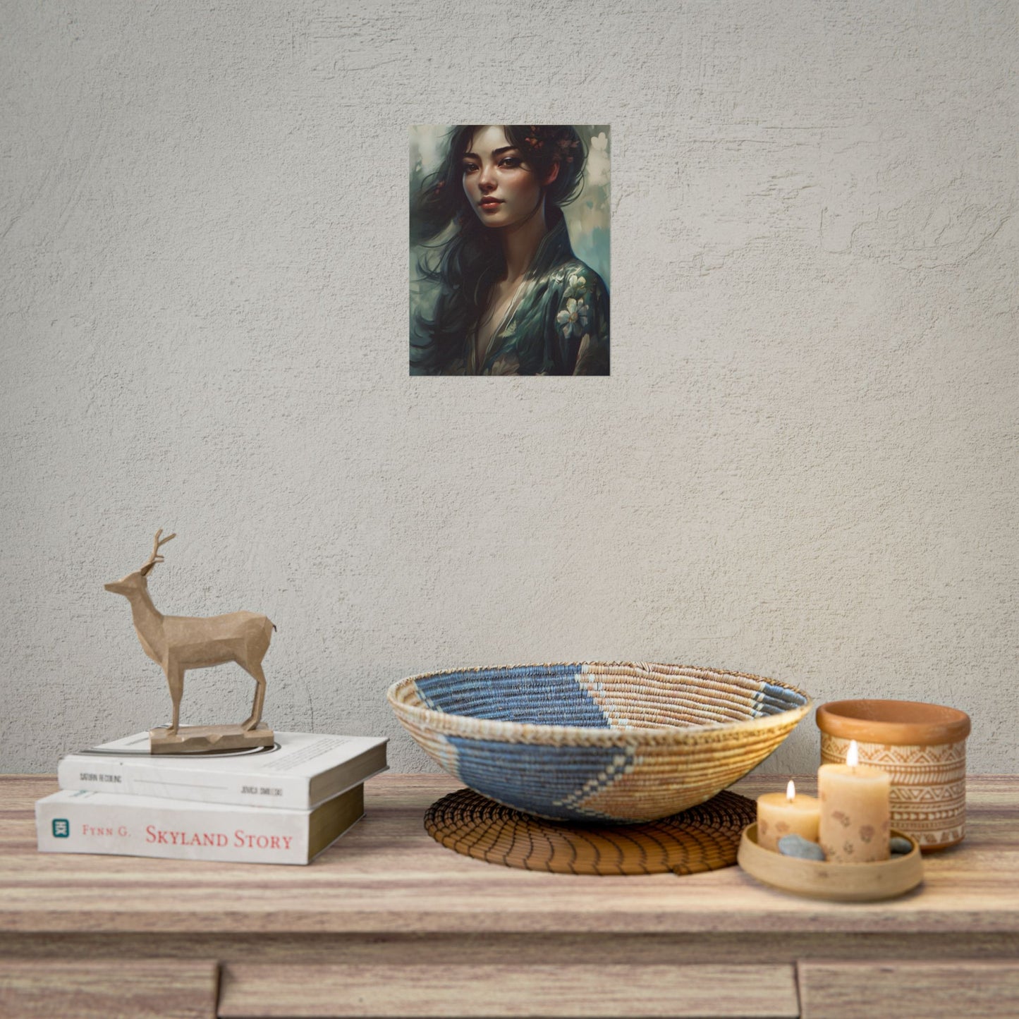 Astonishing Realistic Brown Hair Female Portrait: Studio Artwork - Poster