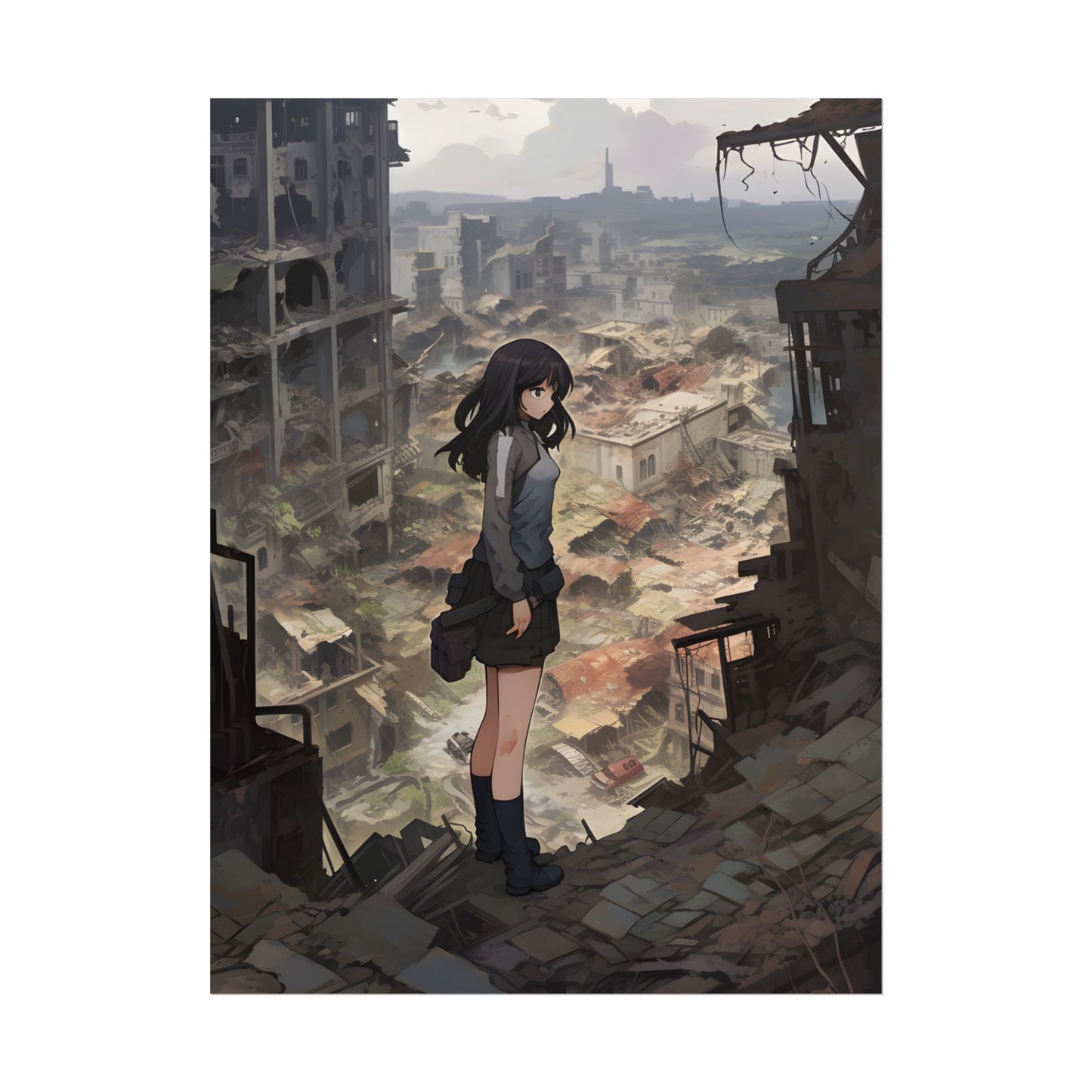 Dramatic Anime Scene: Detailed Bird's Eye View - Poster