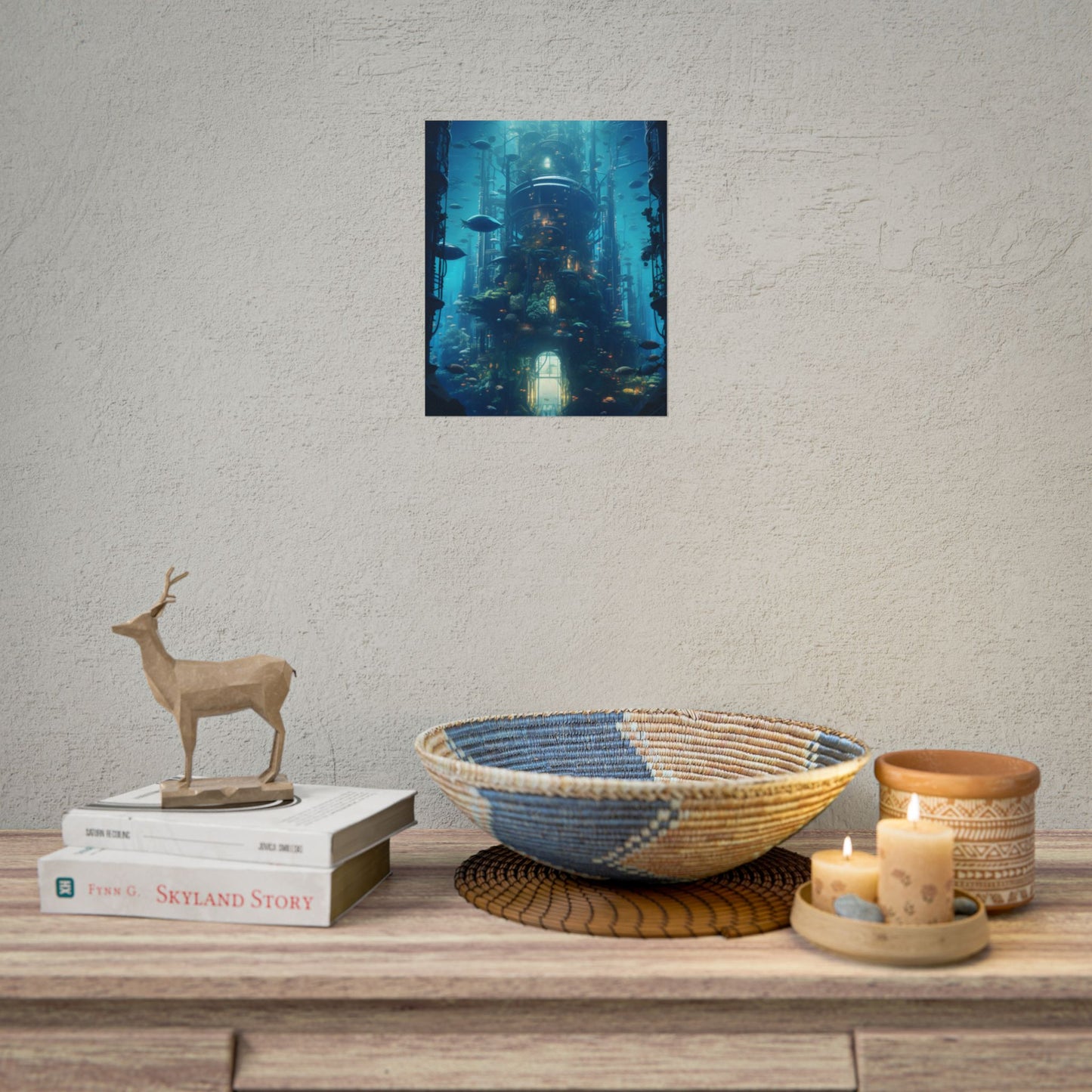 Futuristic Underwater City: Blue Horizon Digital Art - Poster