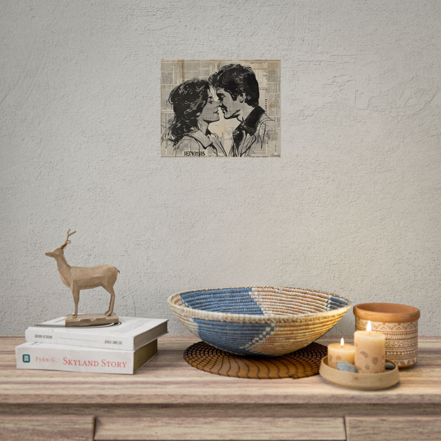 Vintage Romance Couples: Timeless Newsprint Art - Poster
