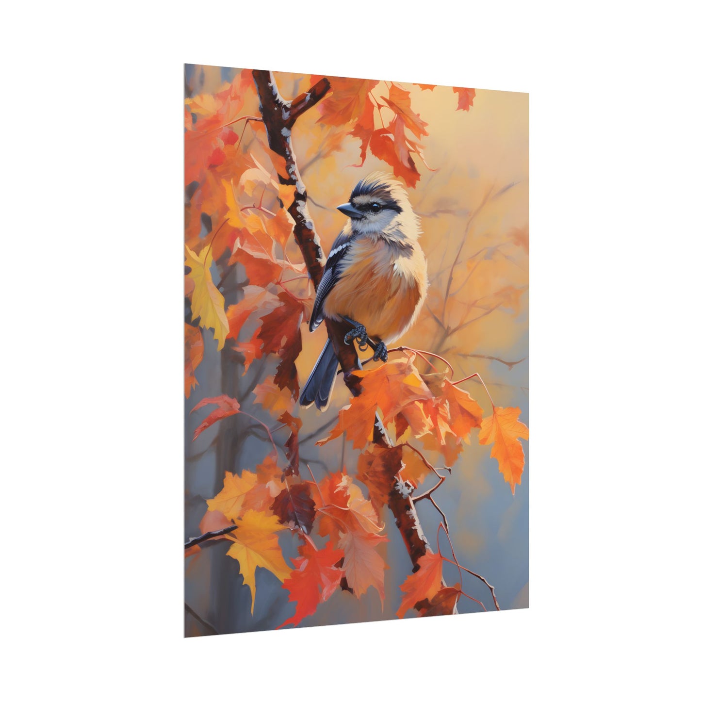 Vibrant Oak Branch: Oil Painting in Nature - Poster