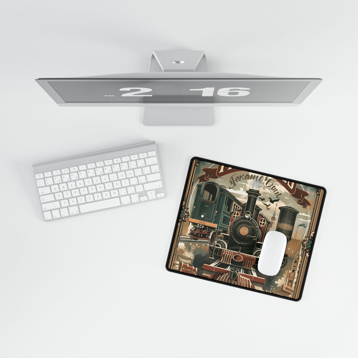 Vintage Train Station Sign: Bold Farhampton Artwork - Desk Mat