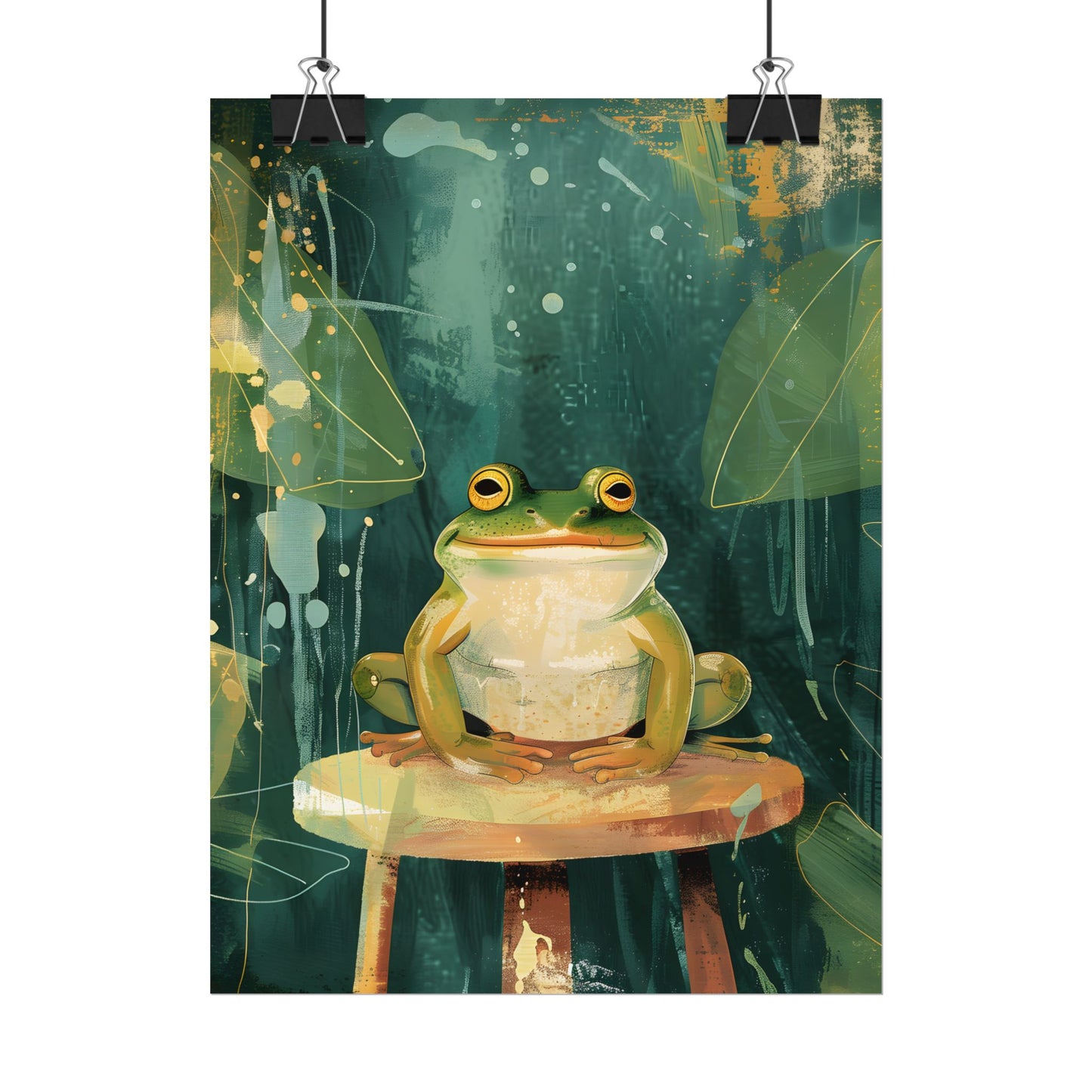 Whimsical Frog Cartoon: Colorful Ta Illustration - Poster