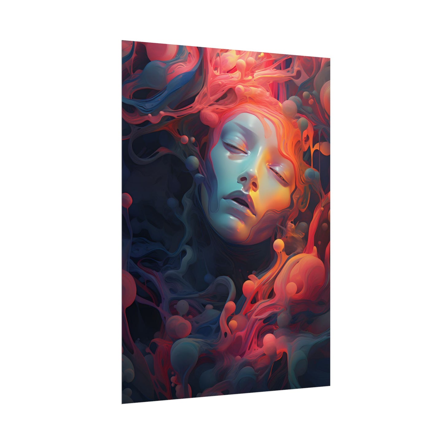 Abstract Cyber Dreamscape: Digital Artwork - Poster