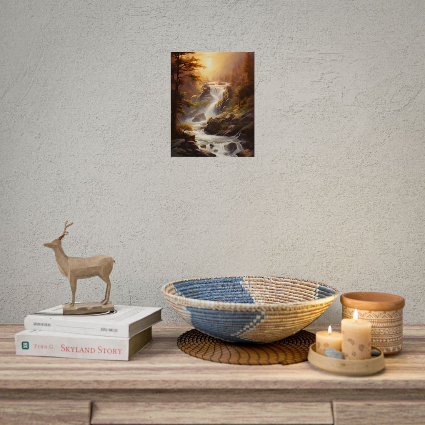 Breathtaking Waterfall: Oil Painting Artwork - Poster