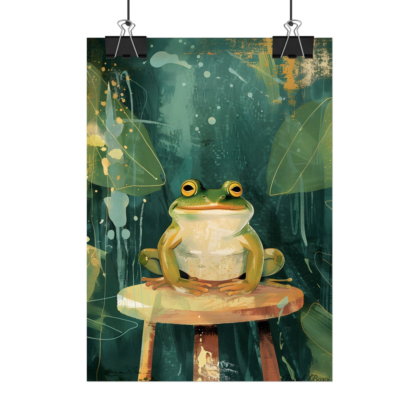 Whimsical Frog Cartoon: Colorful Ta Illustration - Poster