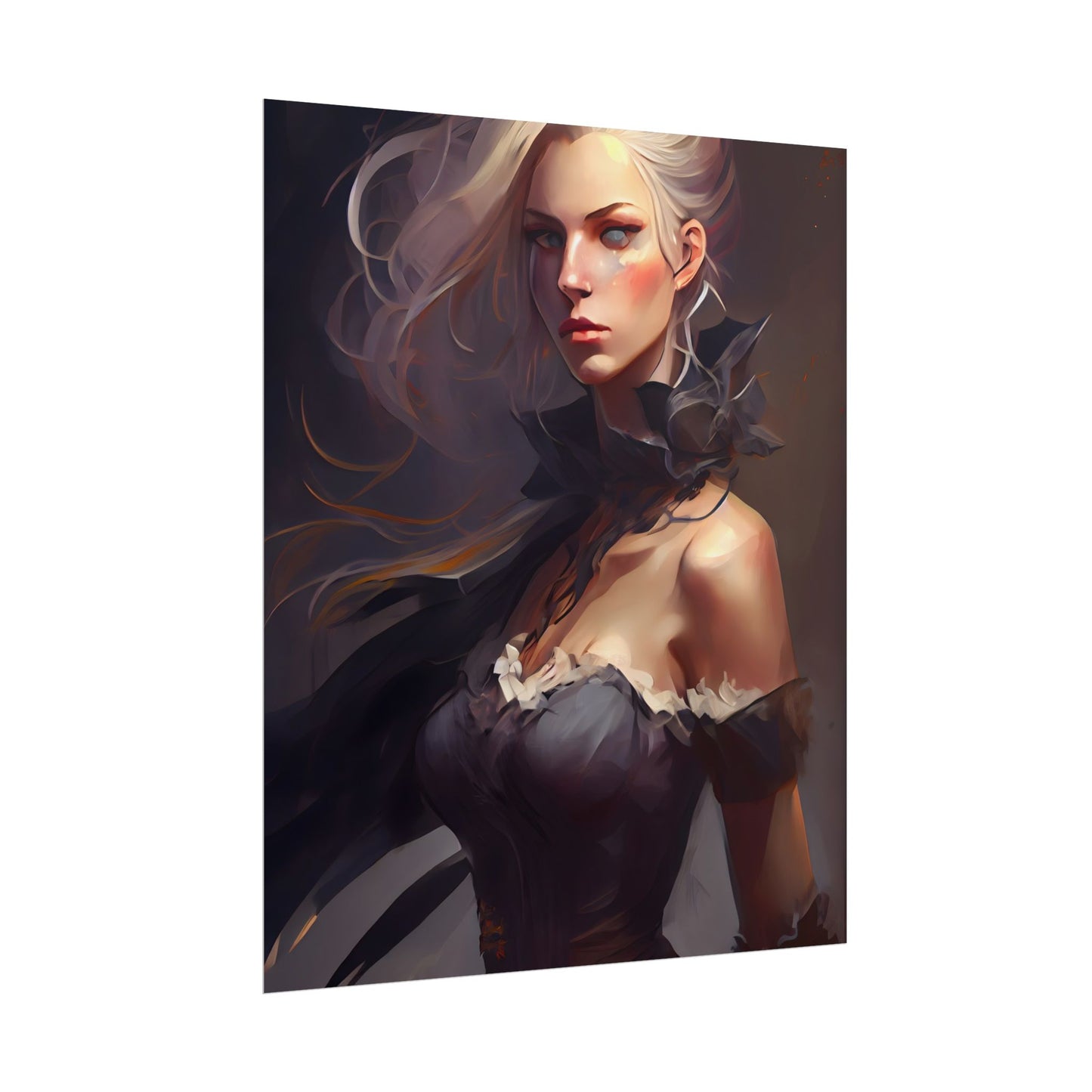 Elegant Blonde Beauty: Whirling Portrait Art - Poster