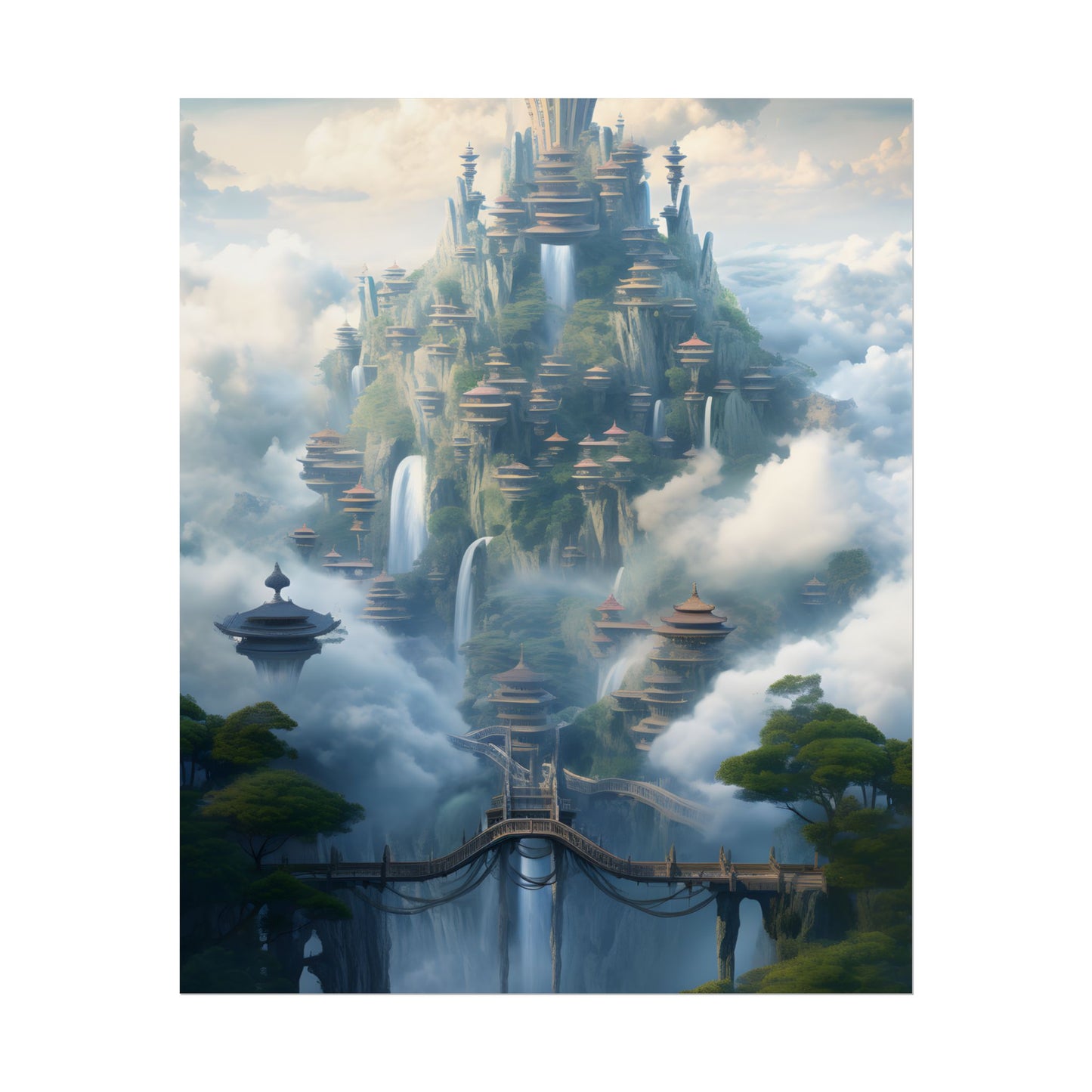 Surreal Floating City: Celestial Fantasy Realm Artwork - Poster