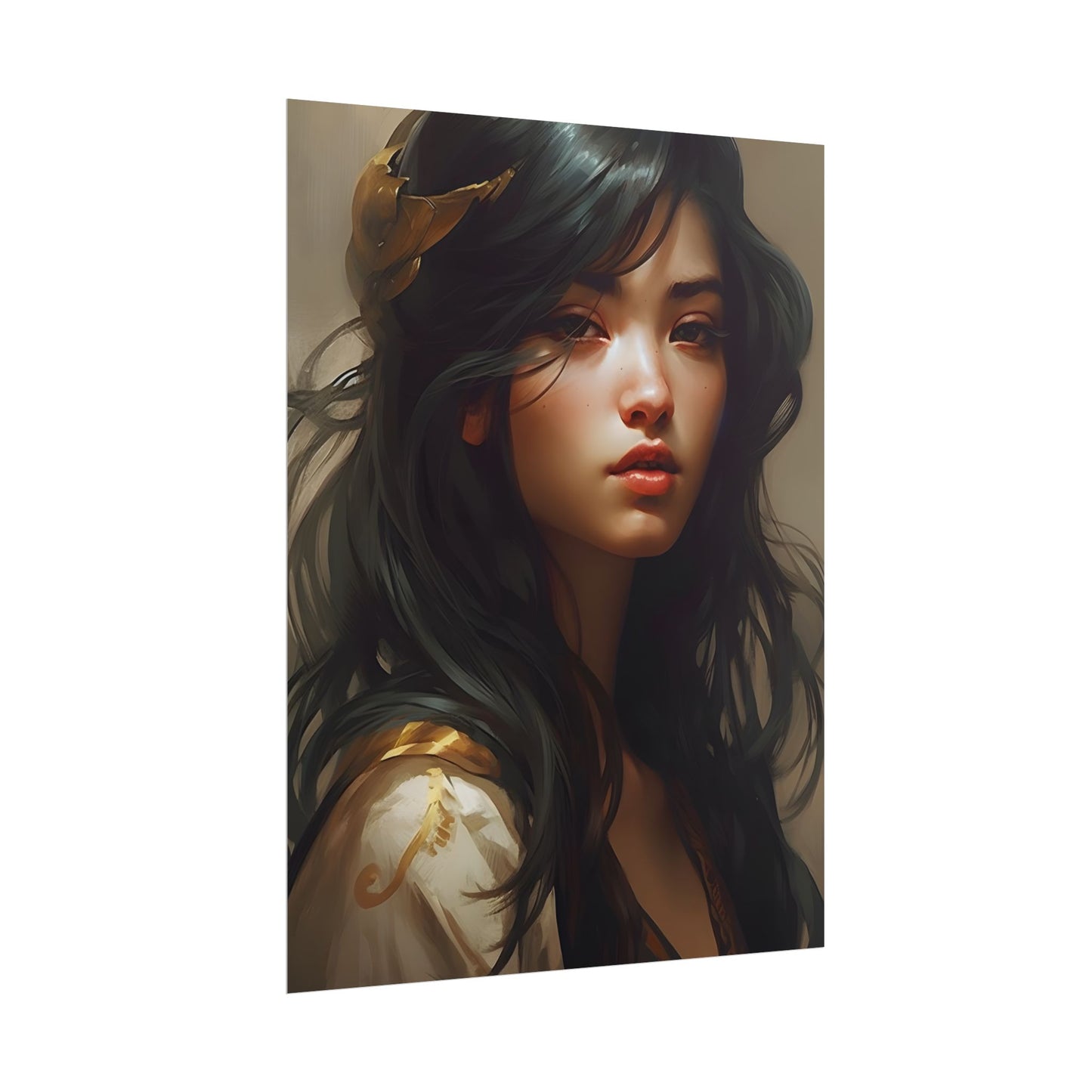 Astonishing Black Haired Portrait: Digital Artwork - Poster