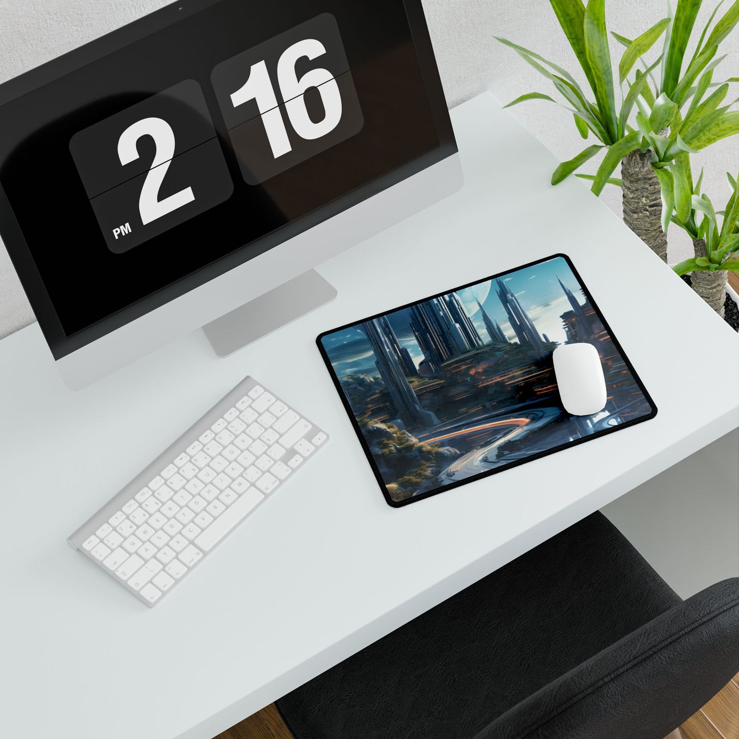 Futuristic Utopia: A Vision of Perfect yet Oppressed Society - Desk Mat