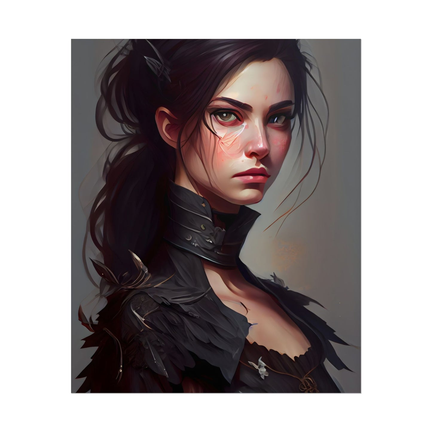 Artistic Female Portrait: Elegant Dress Digital Artwork - Poster