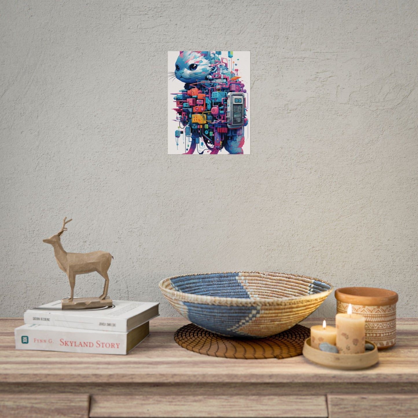 Whimsical Pixelated Cyber Pet: Retro-Style Digital Art - Poster