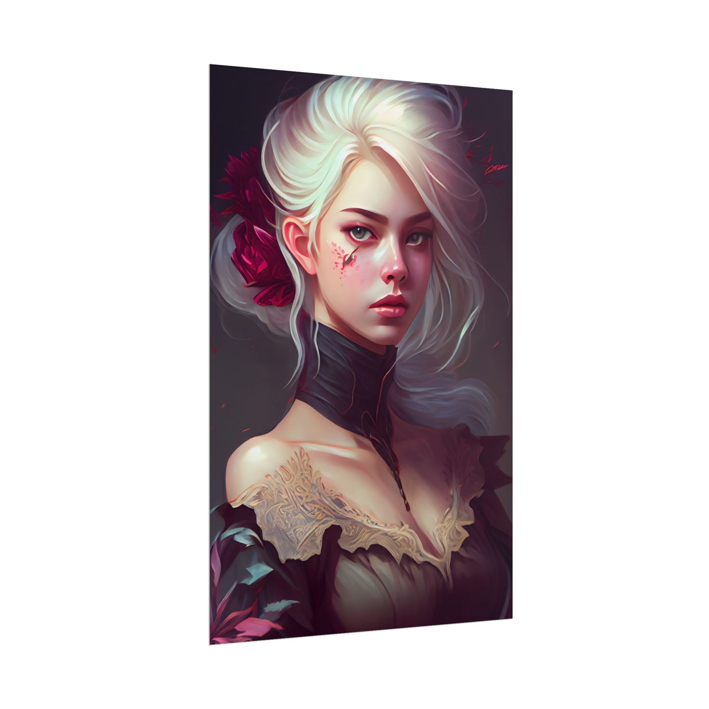 Blonde Beauty in Nature: Realistic Portrait Art - Poster