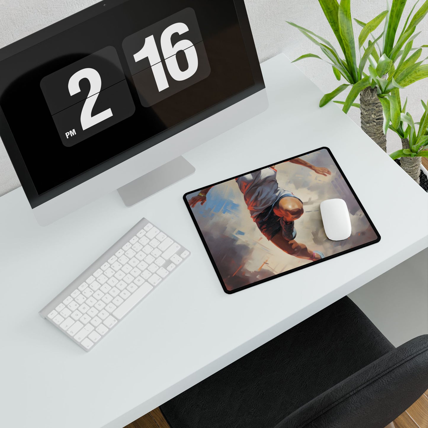 Passionate Athlete: Dedicated Portrait - Desk Mat
