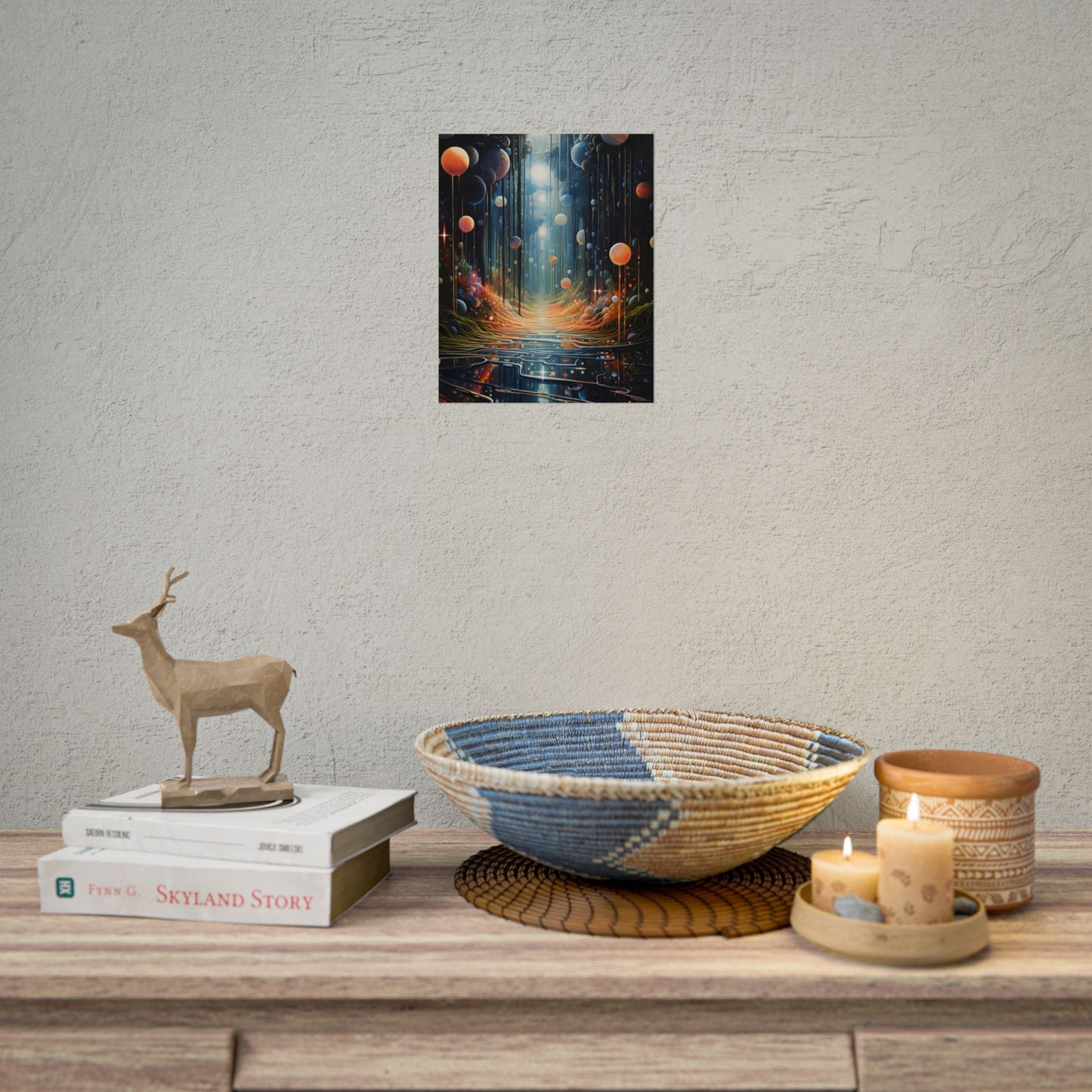 Vibrant Celestial Art Gallery: Otherworldly Landscape - Poster