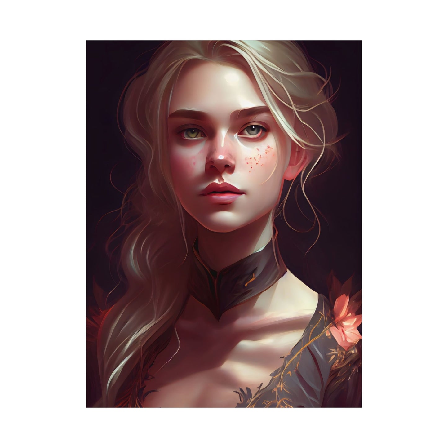 Astonishing Blonde Portrait: Artistic Beauty in Darkness - Poster