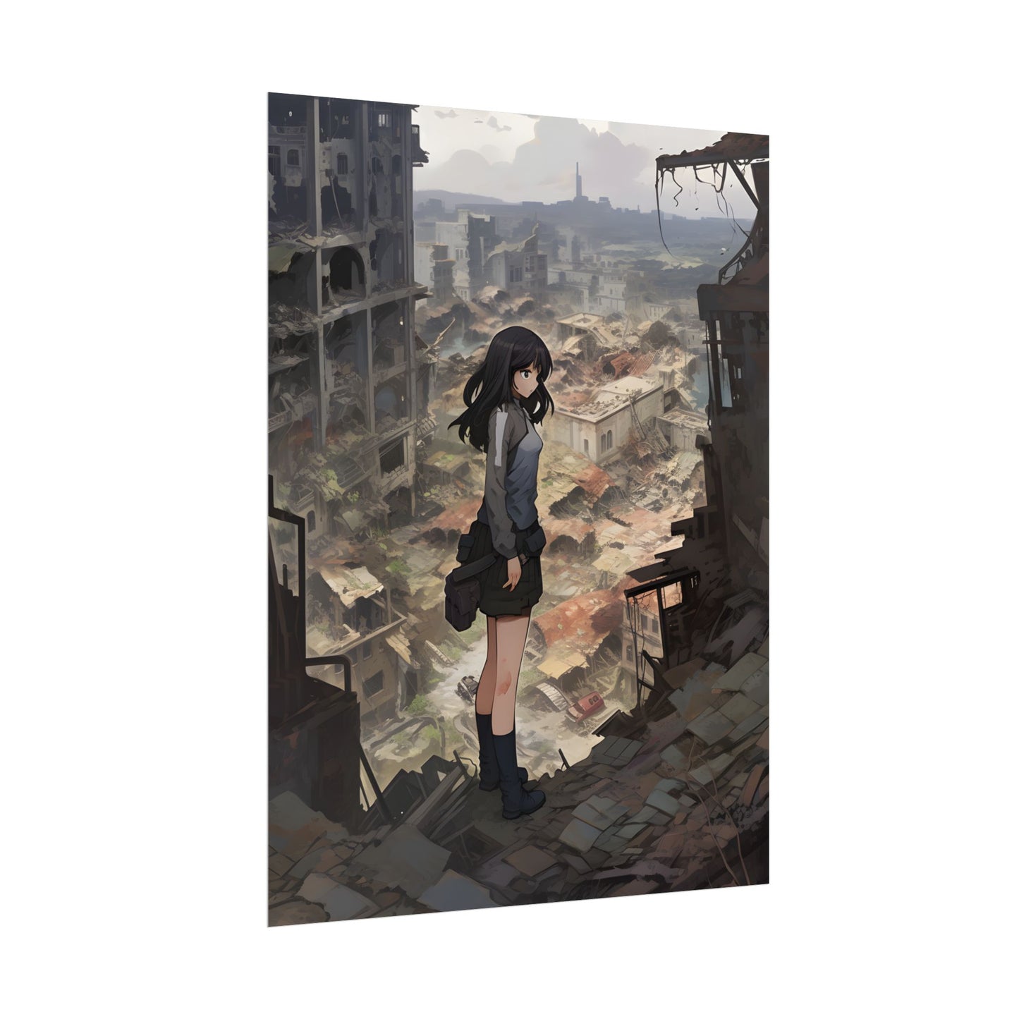 Dramatic Anime Scene: Detailed Bird's Eye View - Poster