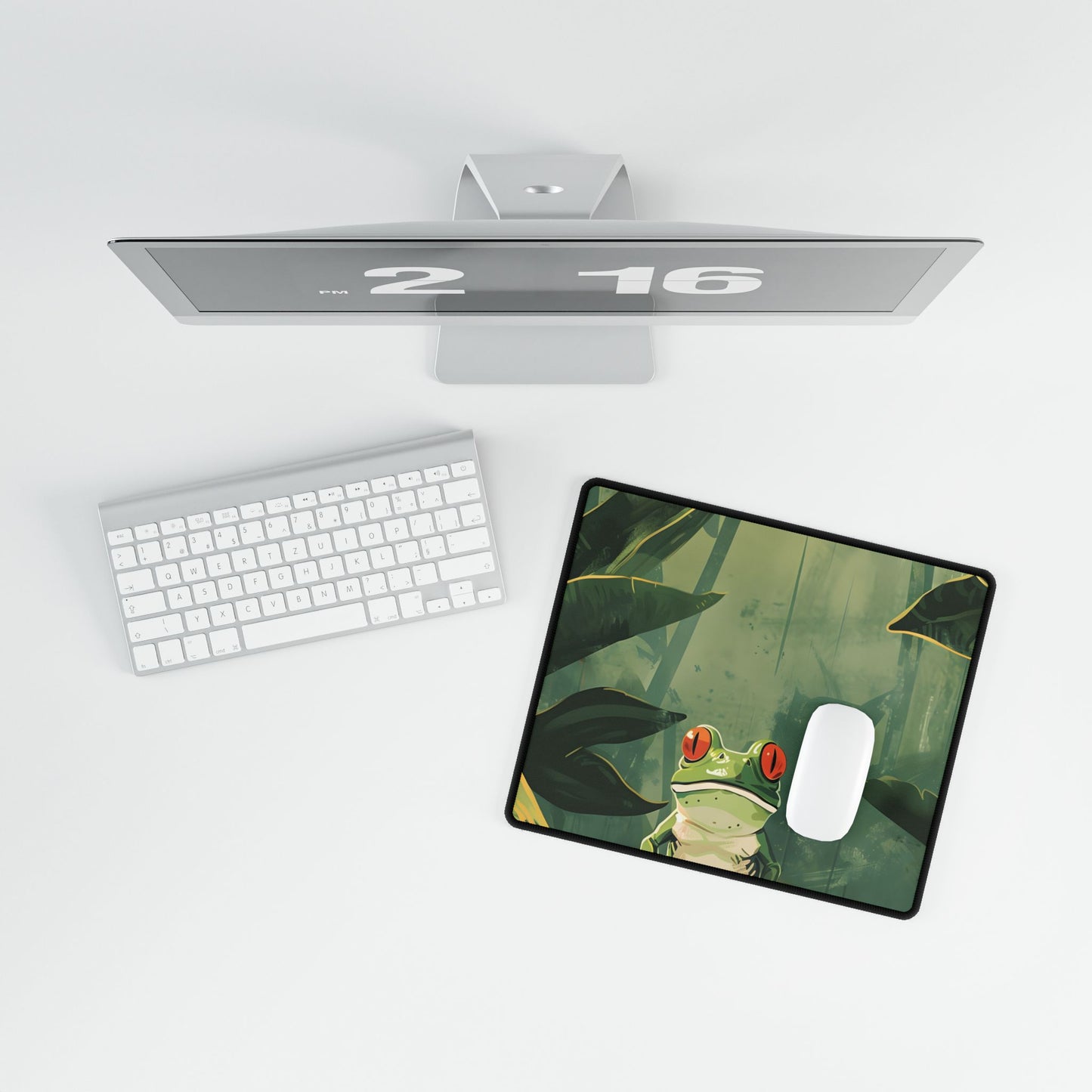 Whimsical Frog Illustration: Tree Branch Artwork - Desk Mat