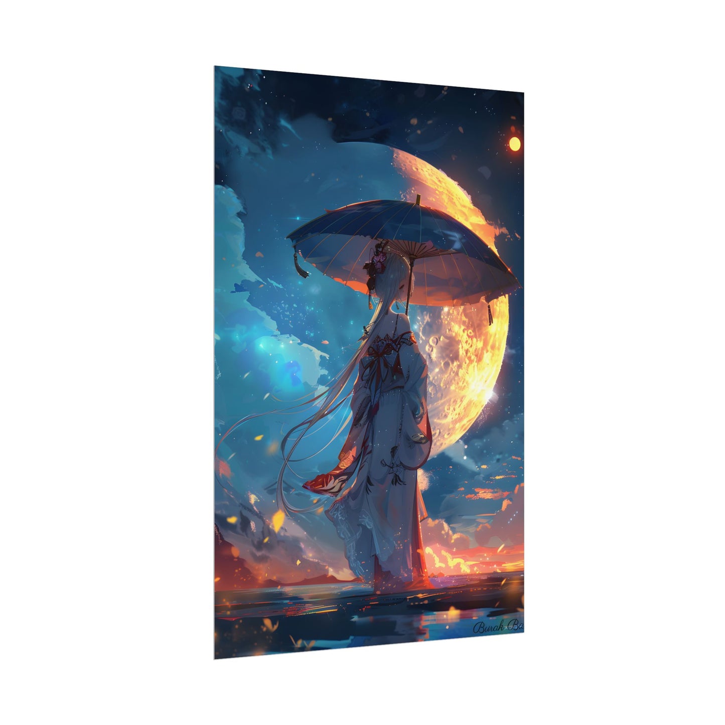 Winter Anime Girl: Holding Umbrella in Snowy Scene - Poster