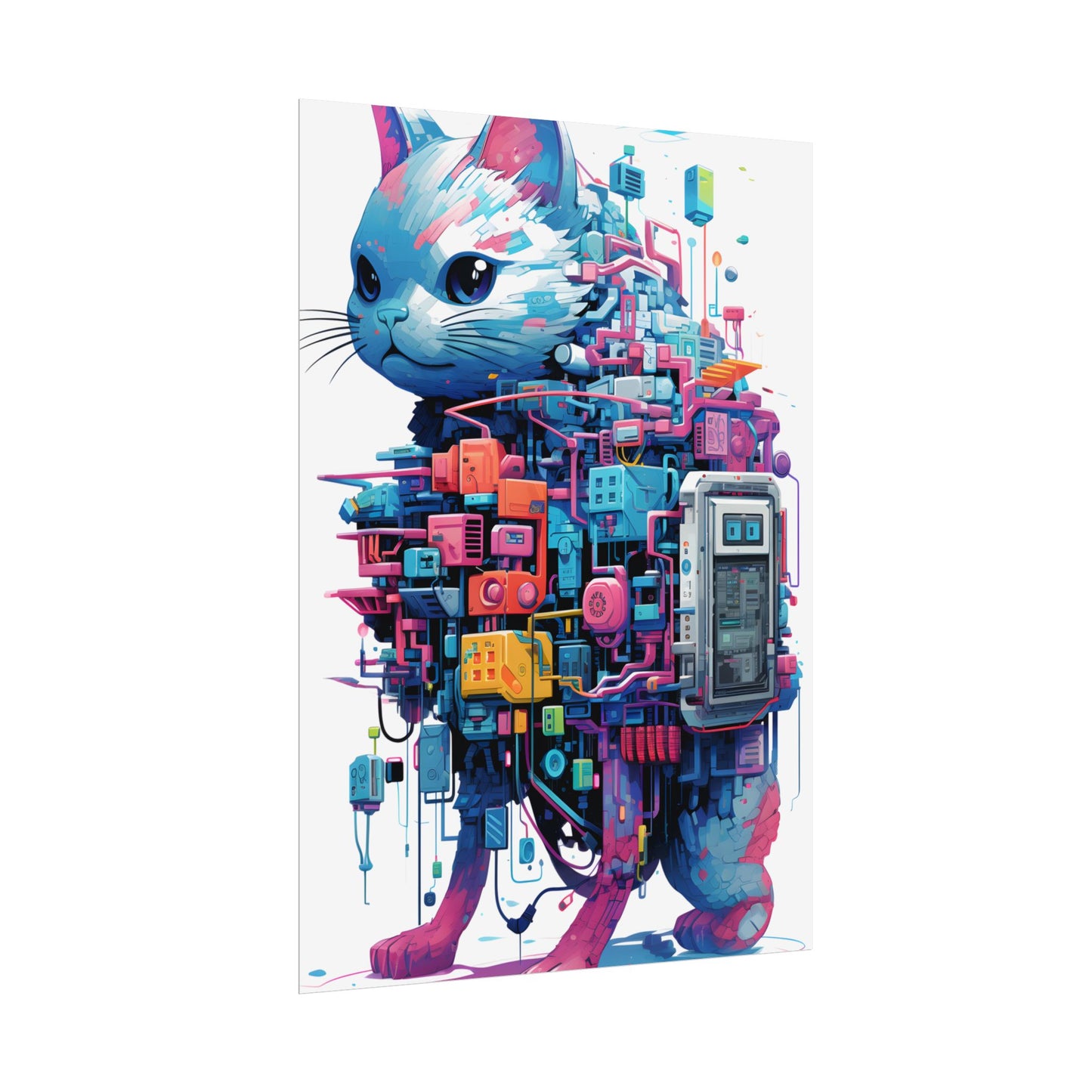 Whimsical Pixelated Cyber Pet: Retro-Style Digital Art - Poster