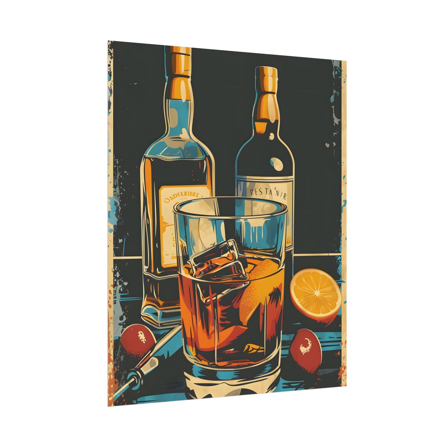 Vintage Cocktail Hour: Old-Fashioned Glass Artwork - Poster